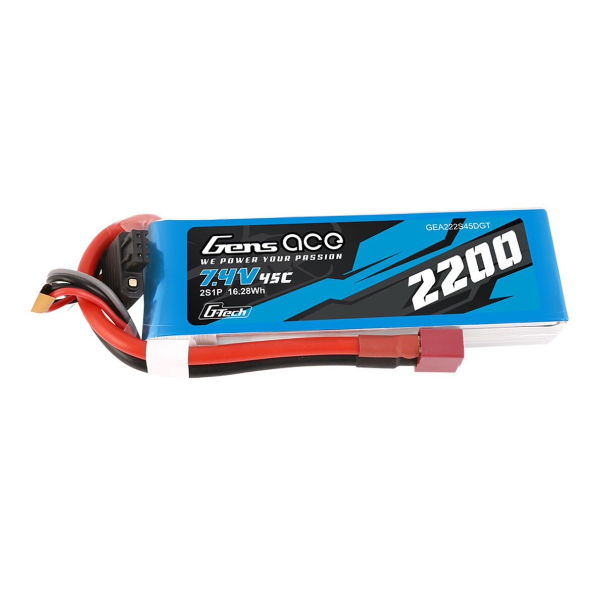 Batería Lipo G-tech de 2200 mAh, 2S, 45 C, 7,4 V y conector Deans de Gens Ace - Imagen 2