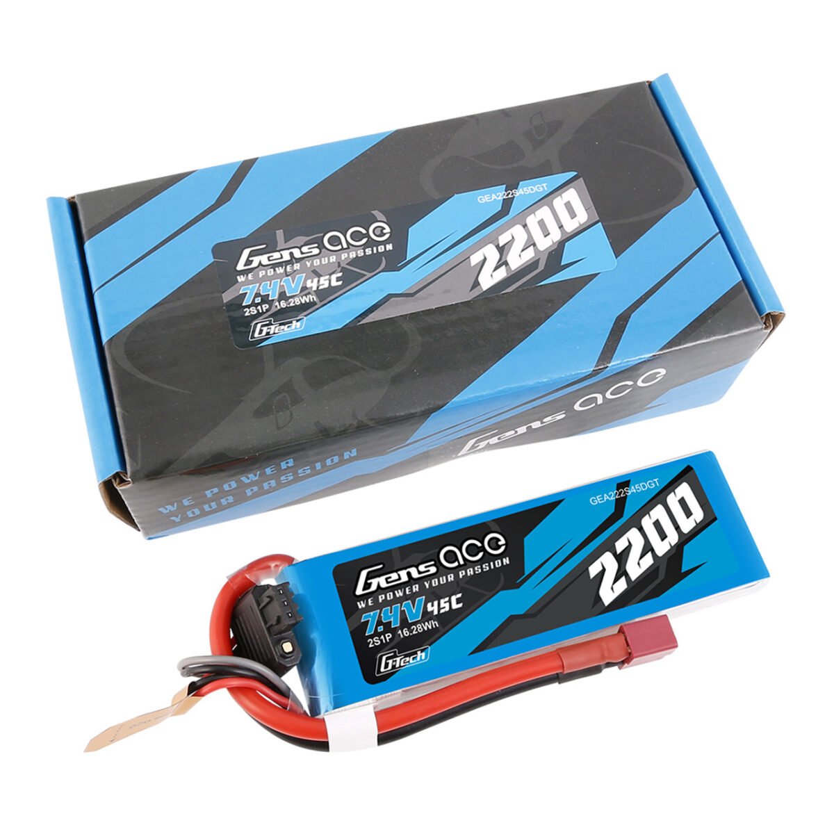 Batería Lipo G-tech de 2200 mAh, 2S, 45 C, 7,4 V y conector Deans de Gens Ace - Imagen 4