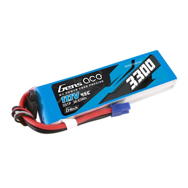 Batería Lipo G-tech de 3300 mAh, 3S, 45 C, 11,1 V y conector EC3 de Gens Ace - Imagen 2