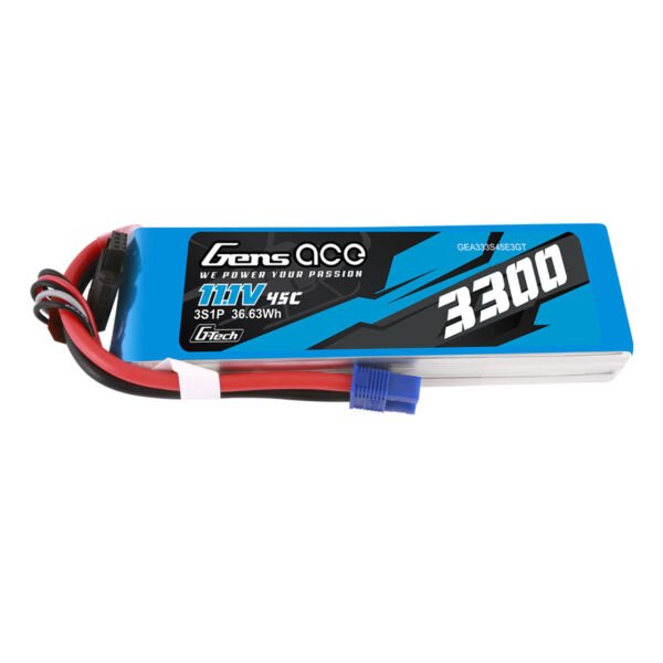 Batería Lipo G-tech de 3300 mAh, 3S, 45 C, 11,1 V y conector EC3 de Gens Ace