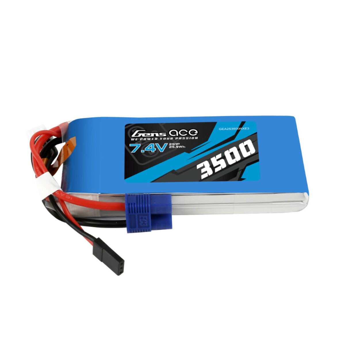 Batería Lipo Gens ace 3500mAh 2S 7.4V RX con conector JR y EC3 - Imagen 2