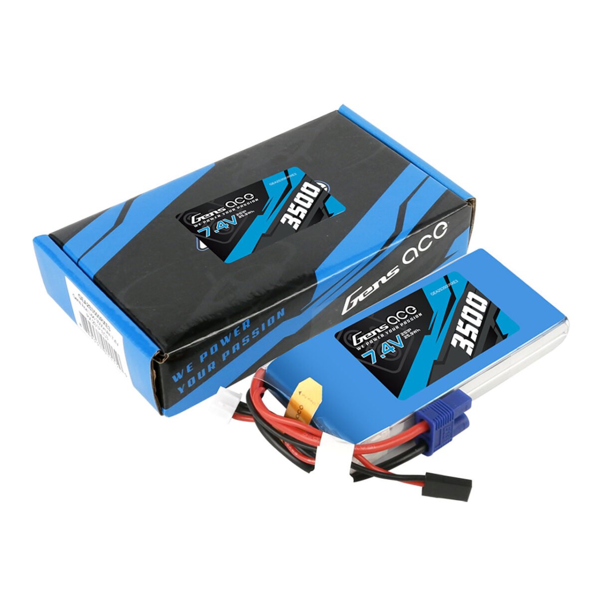 Batería Lipo Gens ace 3500mAh 2S 7.4V RX con conector JR y EC3 - Imagen 4