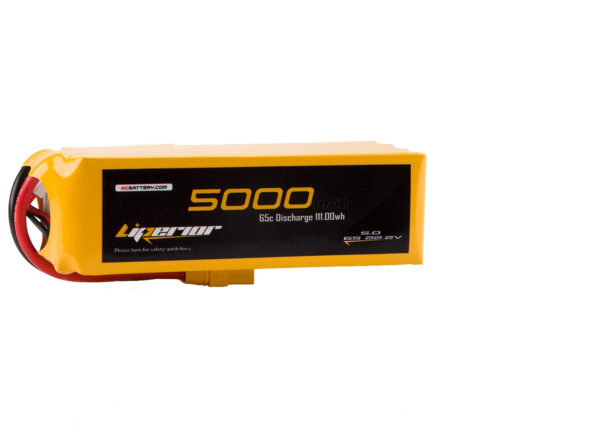 Batería Lipo Liperior 5000mAh 6S 65C 22,2V con conector XT90 para avión RC, helicóptero, automóvil, barco y dron
