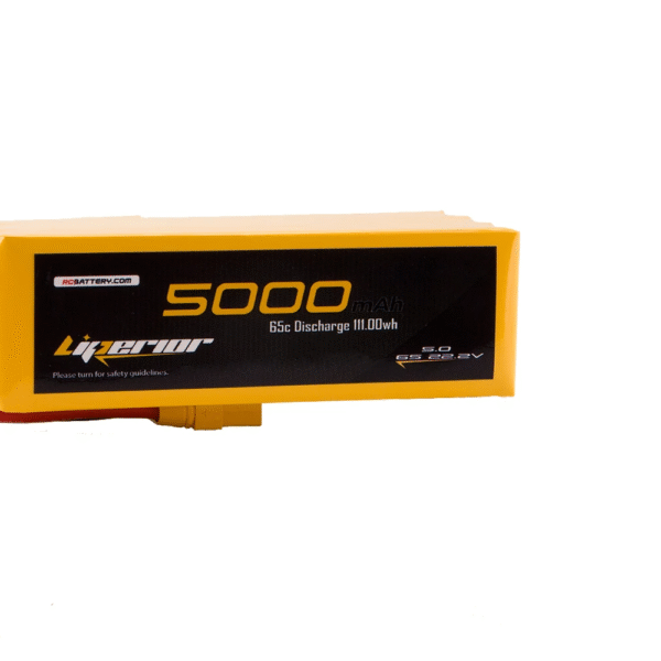 Batería Lipo Liperior 5000mAh 6S 65C 22,2V con conector XT90 para avión RC, helicóptero, automóvil, barco y dron