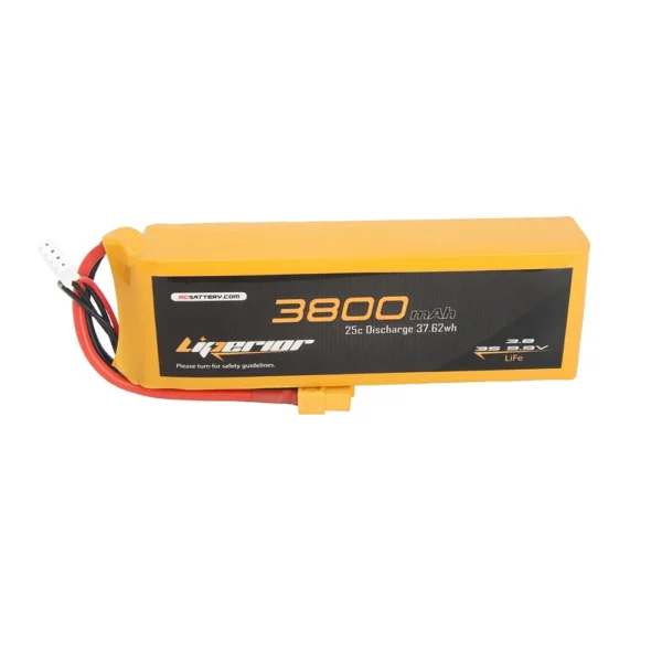 Batería de receptor LiFePO4 de 3800 mAh, 3S, 25 C, 9,9 V y conector XT60 de Liperior