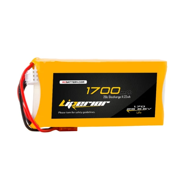 Batería de receptor Liperior de 1700 mAh, 2 s, 20 C, 6,6 V, LiFe, para avión, helicóptero, automóvil, barco y dron RC