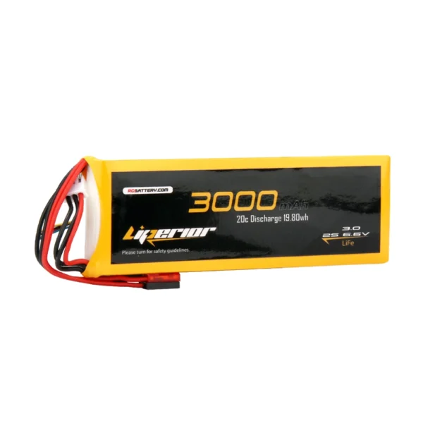 Batería de receptor Liperior de 3000 mAh, 2 s, 20 C, 6,6 V, con conector JST/Futaba para avión, helicóptero, automóvil, barco y dron RC - Imagen 2