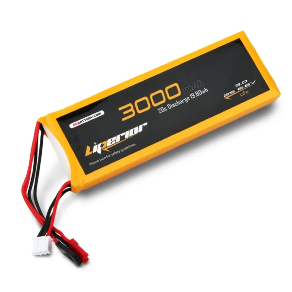 Batería de receptor Liperior de 3000 mAh, 2 s, 20 C, 6,6 V, con conector JST/Futaba para avión, helicóptero, automóvil, barco y dron RC