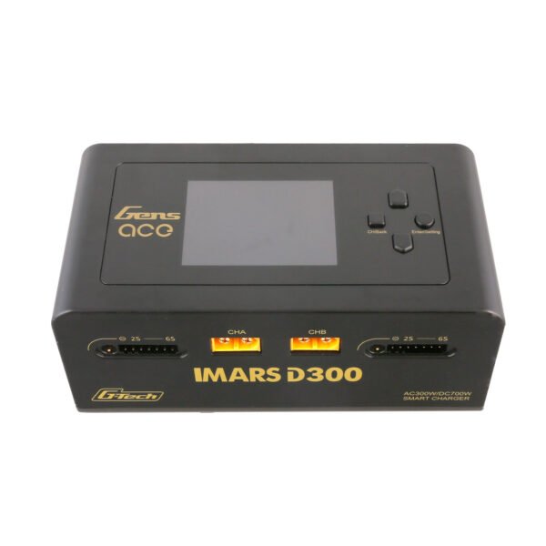 Cargador de batería RC Gens ace iMars D300 G-Tech Channel AC/DC 300W/700W (negro EE. UU.)