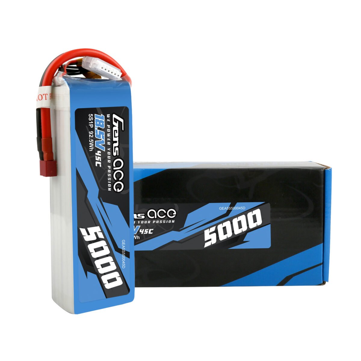 Batería Lipo Gens ace 5000mAh 5S 45C 18,5V con enchufe Deans - Imagen 2