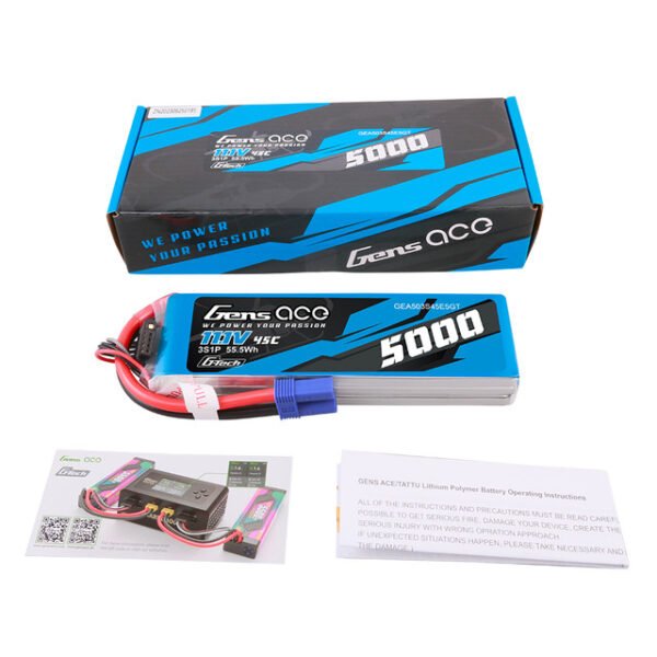 Batería Lipo G-Tech Gens ace 5000mAh 3S 45C 11,1 V con conector EC5 - Imagen 2