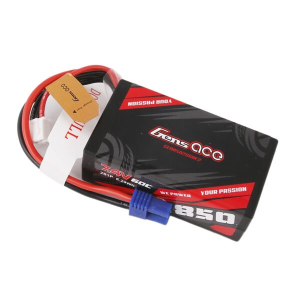 Batería lipo Gens ace de 850 mAh, 2S, 7,4 V, 60 C y conector EC2 - Imagen 2