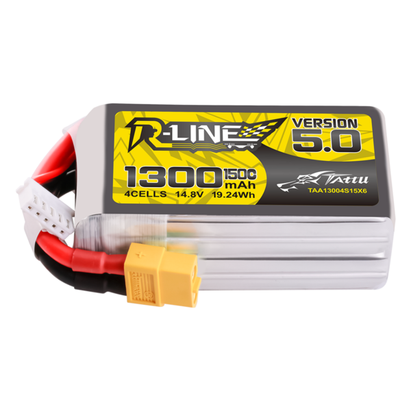 Batería de polímero de litio Tattu R-Line versión 5.0 de 1300 mAh, 4S, 14,8 V, 150 C y conector XT60 - Imagen 6