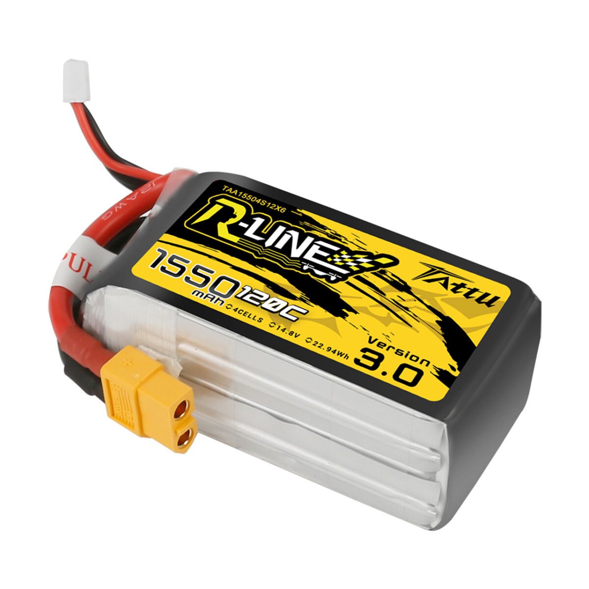 Batería de polímero de litio Tattu 1550 mAh, 4S, 120 C, 14,8 V, versión R-Line 3.0 con conector XT60 - Imagen 4