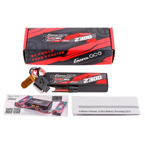 Batería Lipo G-Tech Gens ace de 2300 mAh, 2S, 35 C, 7,4 V y conector IEC2 - Imagen 2