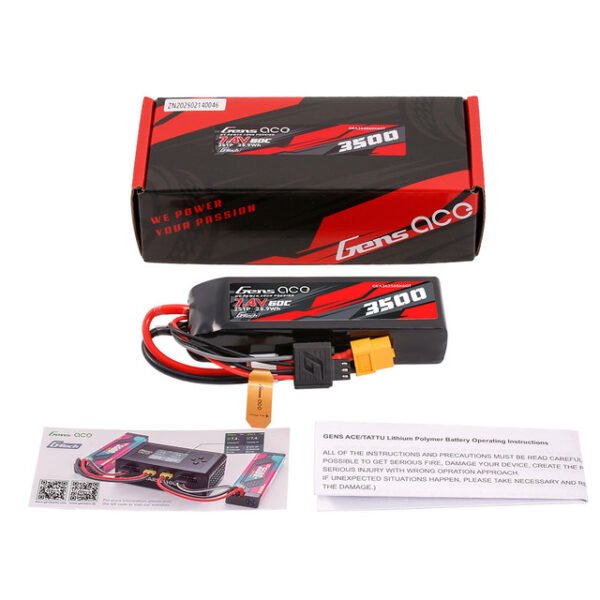 Batería de polímero de litio Gens ace G-Tech de 3500 mAh, 2S, 7,4 V, 60 C y conector XT60 - Imagen 2