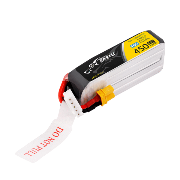 Batería de polímero de litio Tattu de 450 mAh, 4S, 95 C, 15,2 V, alta tensión, con conector XT30 (tamaño largo)
