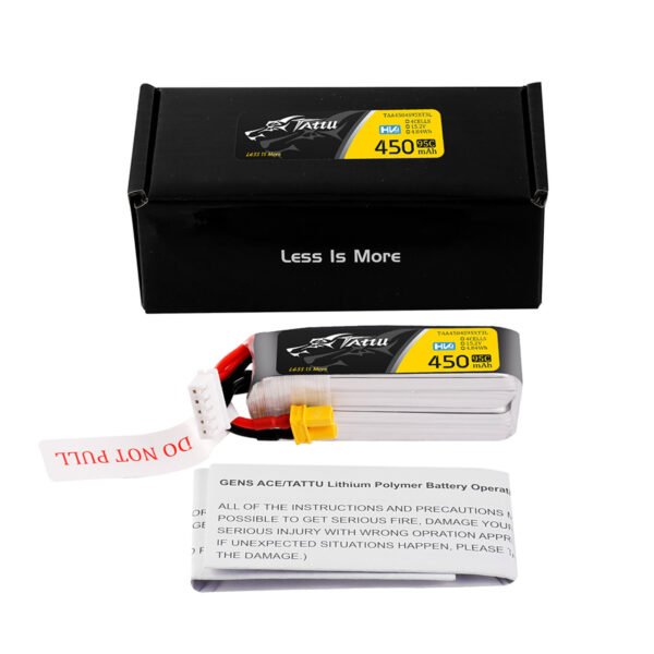 Batería de polímero de litio Tattu de 450 mAh, 4S, 95 C, 15,2 V, alta tensión, con conector XT30 (tamaño largo) - Imagen 2