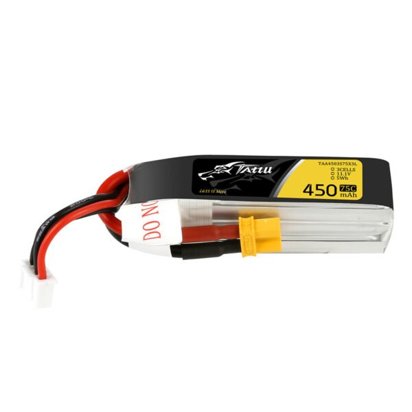 Batería Lipo Tattu de 450 mAh, 3S, 11,1 V, 75 C y conector XT30 (tamaño largo para chasis H) - Imagen 4