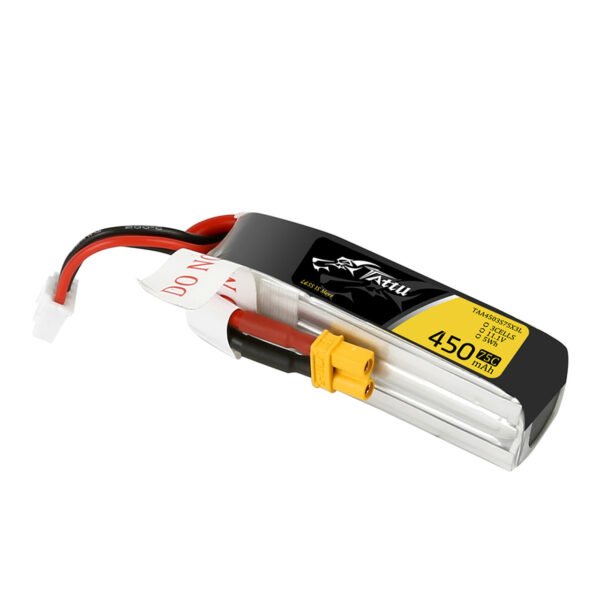 Batería Lipo Tattu de 450 mAh, 3S, 11,1 V, 75 C y conector XT30 (tamaño largo para chasis H) - Imagen 6
