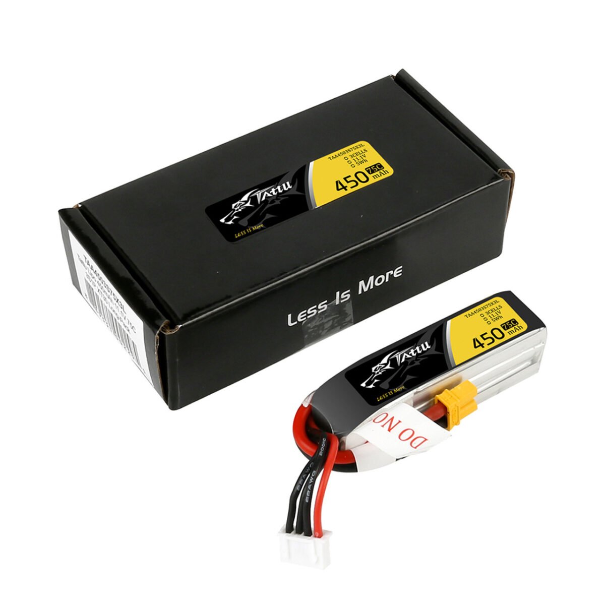 Batería Lipo Tattu de 450 mAh, 3S, 11,1 V, 75 C y conector XT30 (tamaño largo para chasis H) - Imagen 2