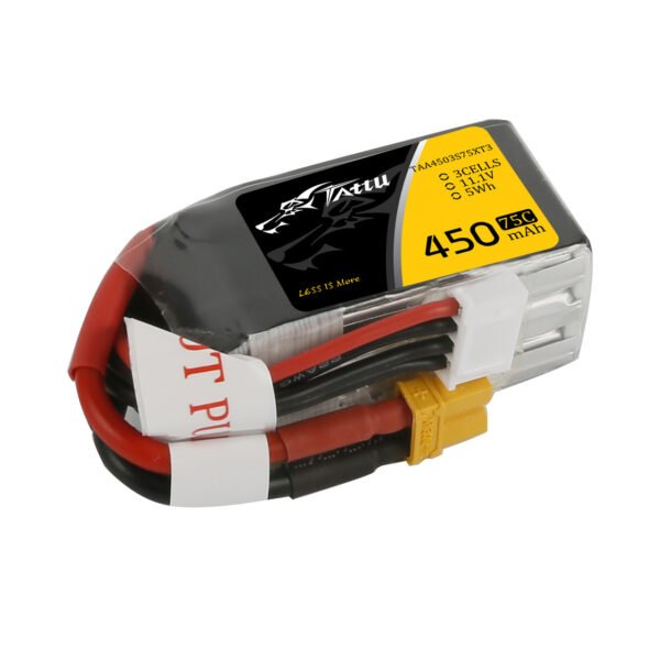 Batería de polímero de litio Tattu 3S de 450 mAh, 75 C y 11,1 V con conector XT30