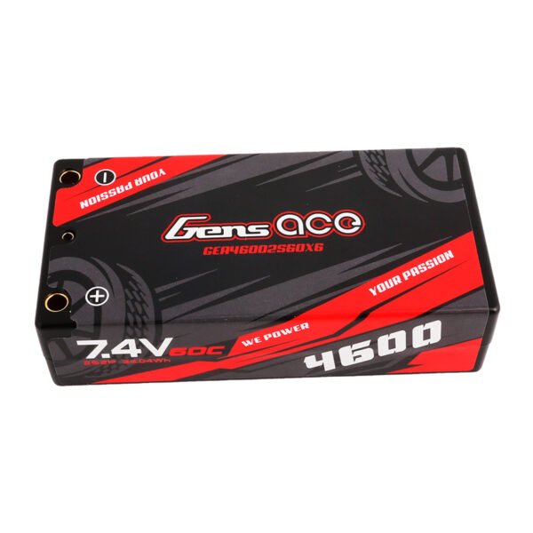 Batería Lipo Gens ace de 4600 mAh, 7,4 V, 60 C, 2S2P, paquete corto, n.° 29, con conector de bala de 4,0 mm a conector XT60 - Imagen 3