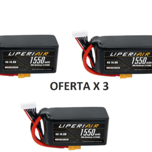 Batería Lipo LiperiAir de 1550 mAh, 4S, 75 C, 14,8 V, con conector XT60 para avión, helicóptero, dron y coche RC