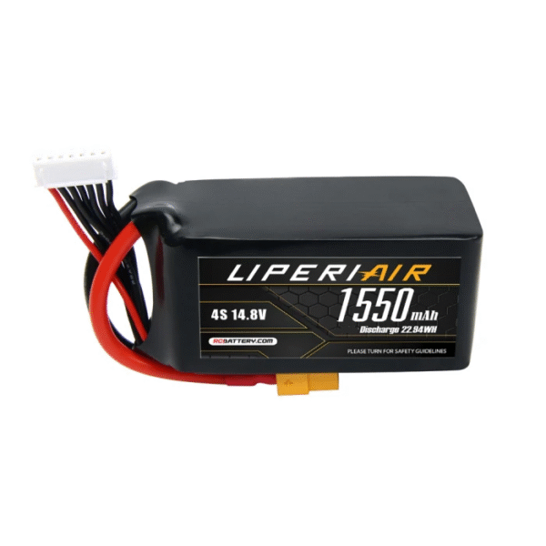 Batería Lipo LiperiAir de 1550 mAh, 4S, 75 C, 14,8 V, con conector XT60 para avión, helicóptero, dron y coche RC - Imagen 2