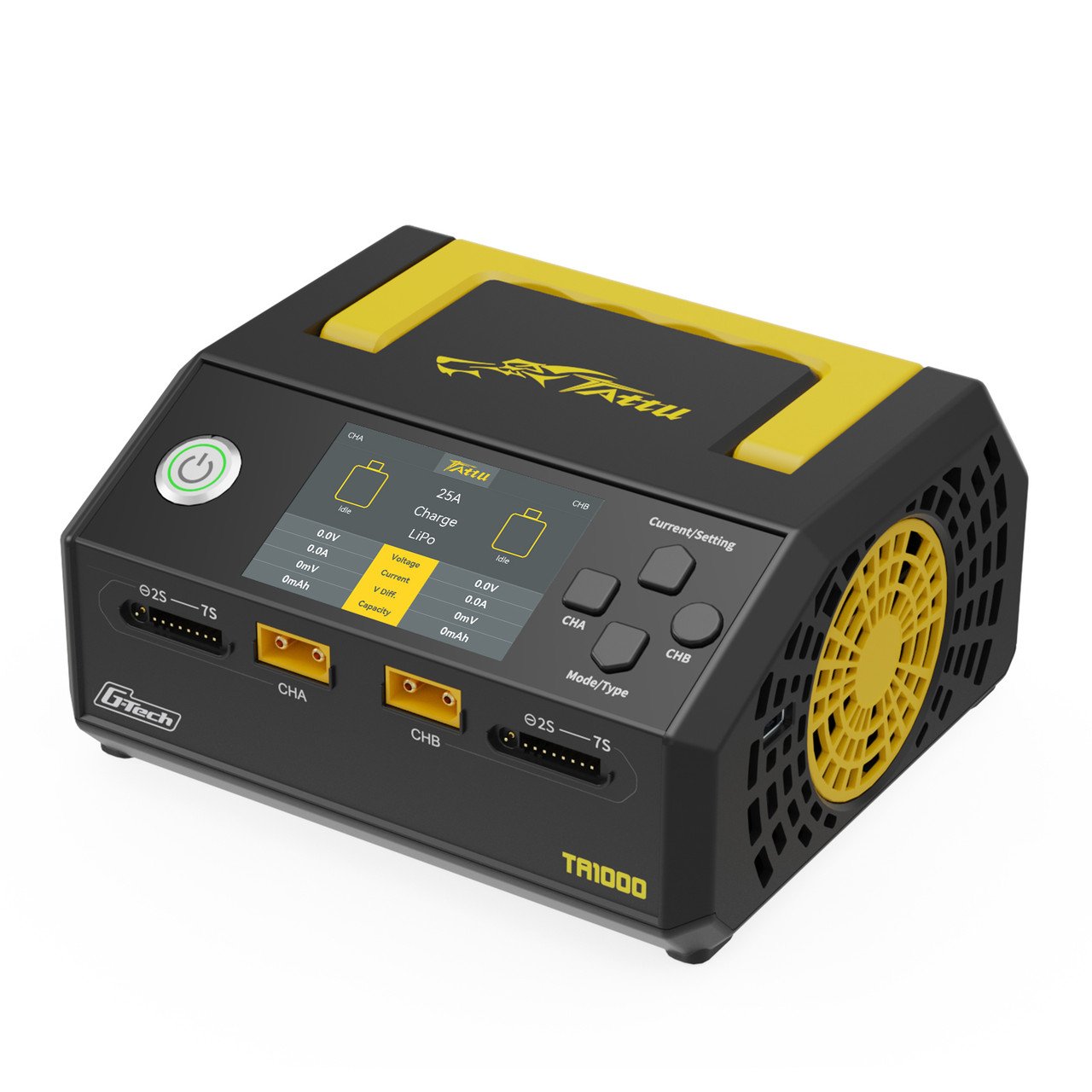 Cargador de doble canal Tattu TA1000 G-Tech de 25 A x 2, 1000 W para baterías de drones 1S-7S - Imagen 3