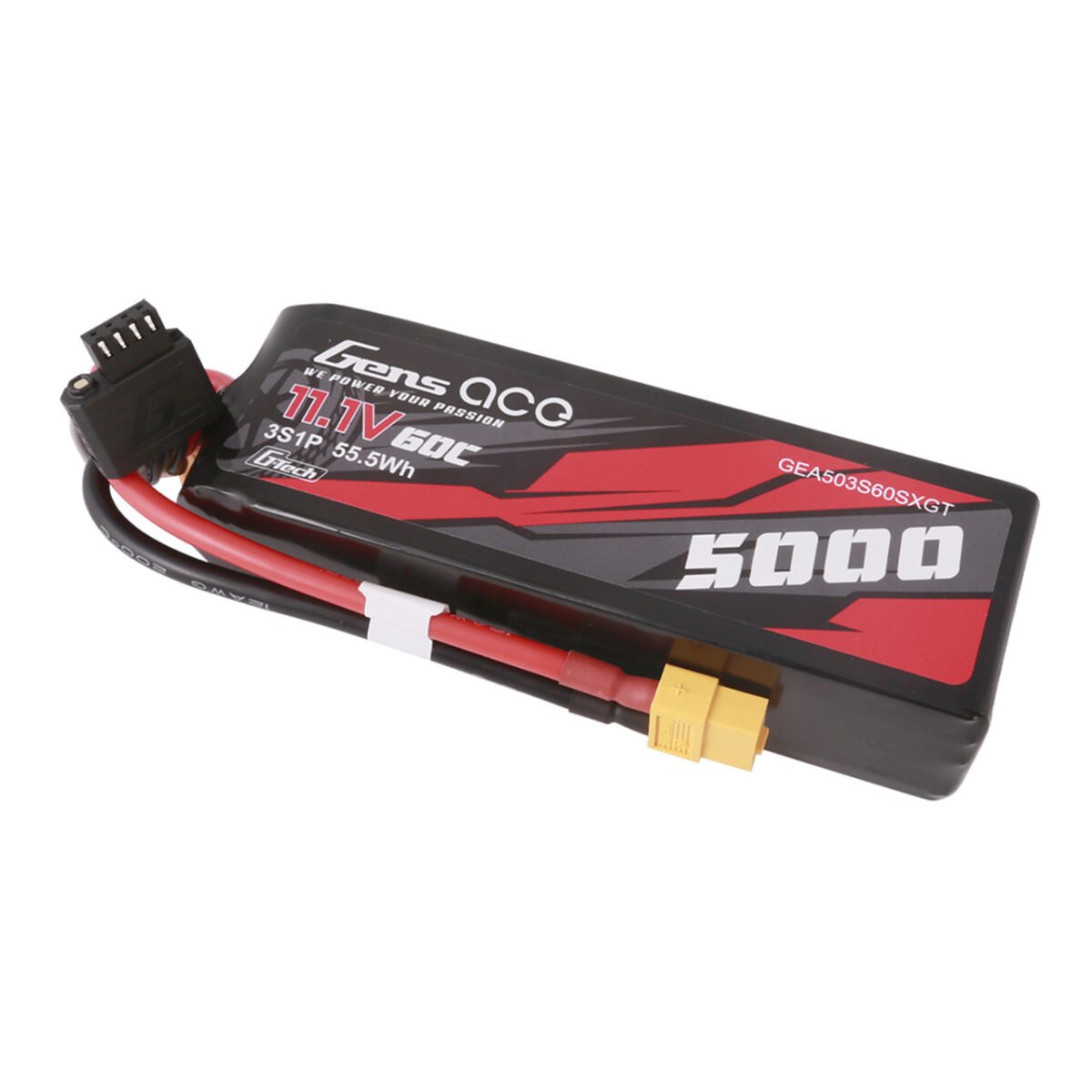 Batería Lipo de tamaño corto Gens ace de 5000 mAh, 3S, 60 C, 11,1 V, G-Tech, con conector XT60 - Imagen 3
