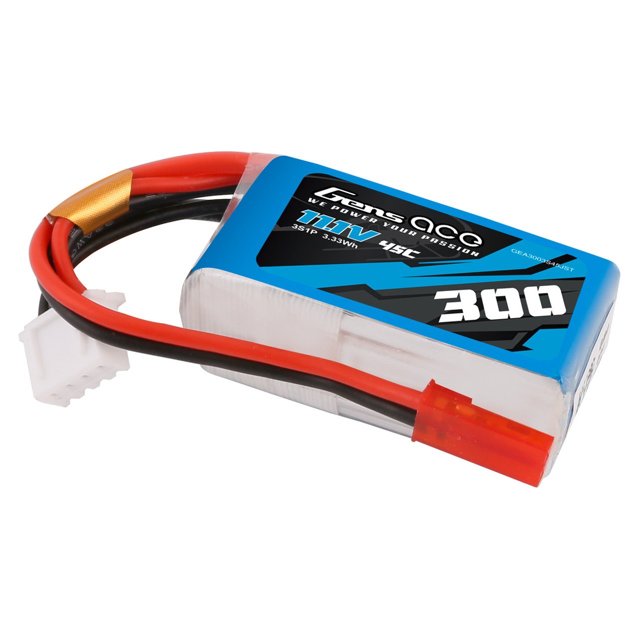 Baterías LiPo Gens ace 300mAh 3S 11.1V 45C con conector JST - Imagen 3