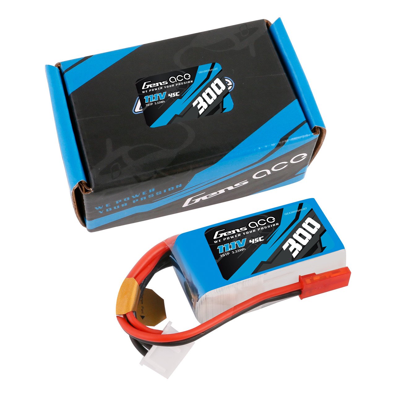 Baterías LiPo Gens ace 300mAh 3S 11.1V 45C con conector JST - Imagen 2