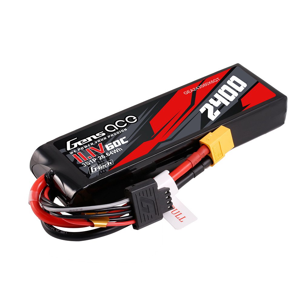 Batería Lipo G-Tech Gens ace de 2400 mAh, 3S1P, 60 C, 11,1 V y conector XT60