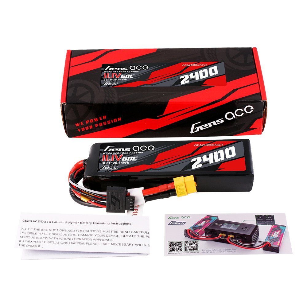 Batería Lipo G-Tech Gens ace de 2400 mAh, 3S1P, 60 C, 11,1 V y conector XT60 - Imagen 2