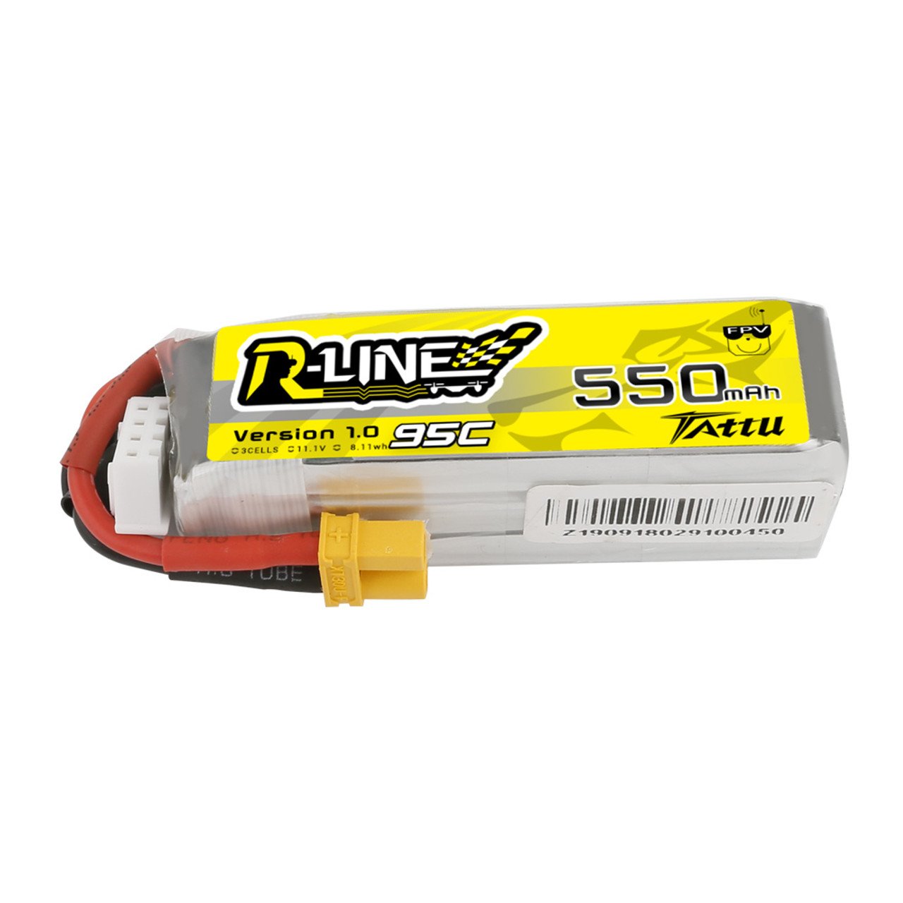 Batería Lipo Tattu R-Line de 550 mAh, 3S, 11,1 V, 95 C y conector XT30 - Imagen 3