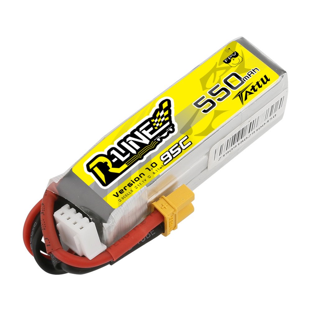Batería Lipo Tattu R-Line de 550 mAh, 3S, 11,1 V, 95 C y conector XT30