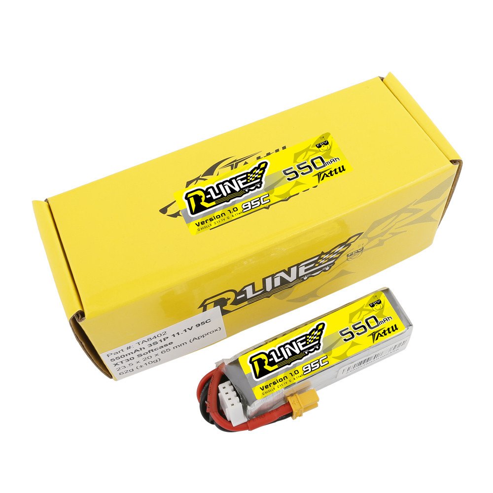 Batería Lipo Tattu R-Line de 550 mAh, 3S, 11,1 V, 95 C y conector XT30 - Imagen 2