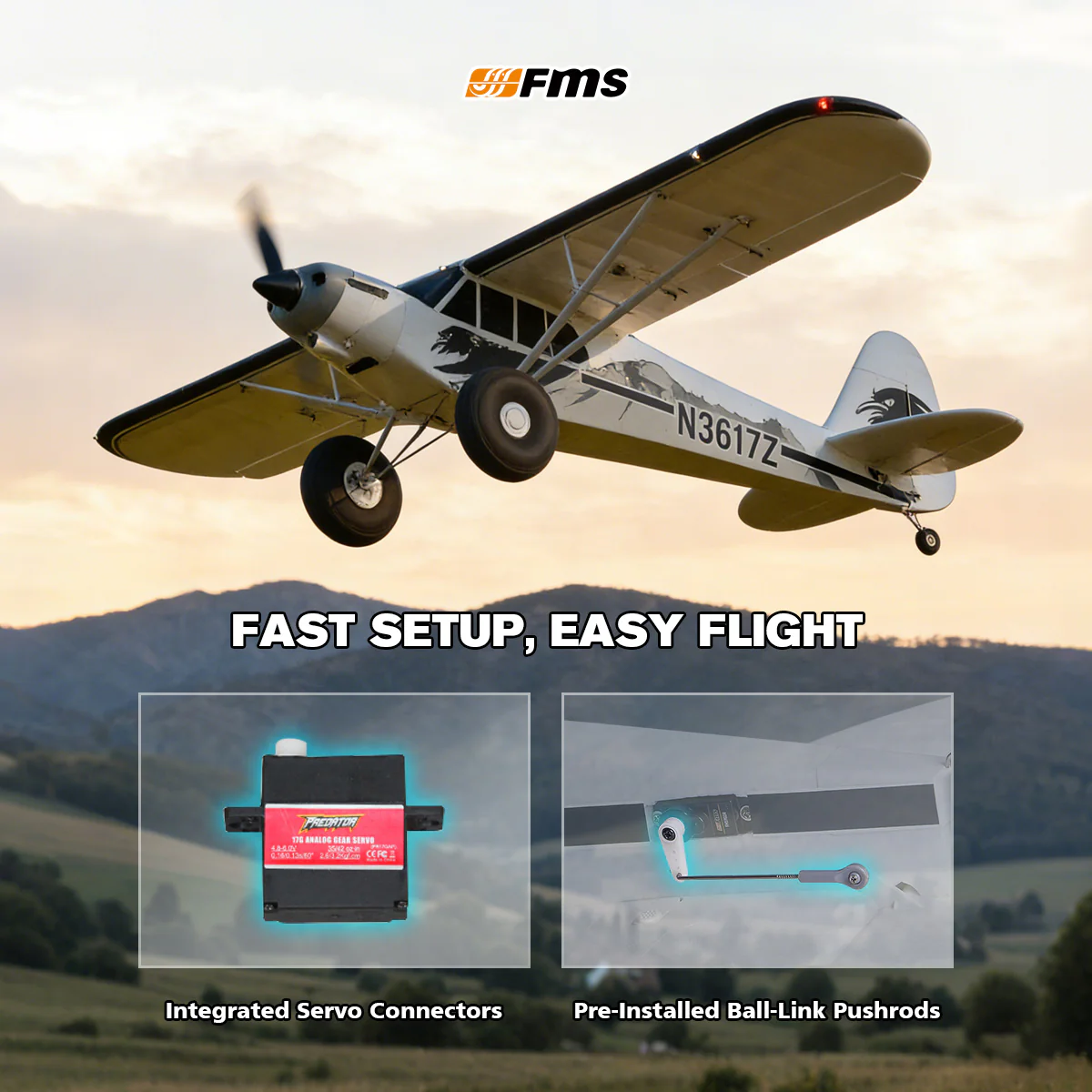 Avion FMS PA-18 Super Cub V2 PNP de 1700 mm - Imagen 4