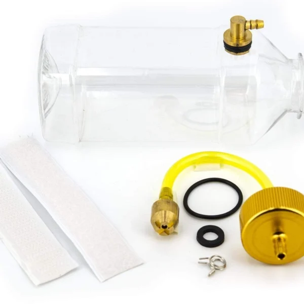 Tanque de combustible transparente y accesorios de aluminio BenchCraft de 260 ml (9 oz).
