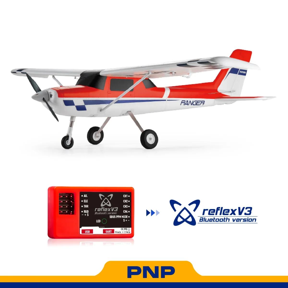 Avion FMS Ranger EP V2 de 1220 mm con estabilizador réflex V3 RTF ROJO ...