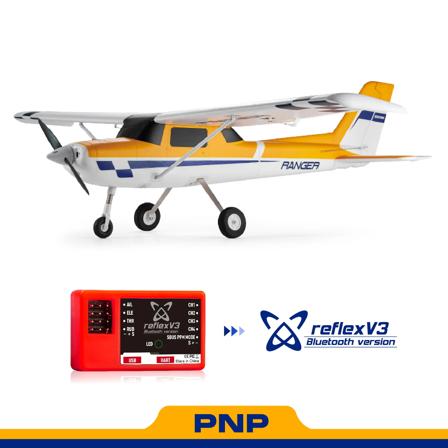 Avion FMS Ranger EP V2 de 1220 mm con estabilizador réflex V3 RTF Amarillo - Imagen 2