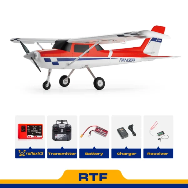Avion FMS Ranger EP V2 de 1220 mm con estabilizador réflex V3 RTF ROJO