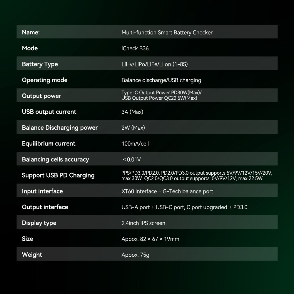Gens ace iCheck B36 | Comprobador de baterías RC inteligentes - Imagen 13